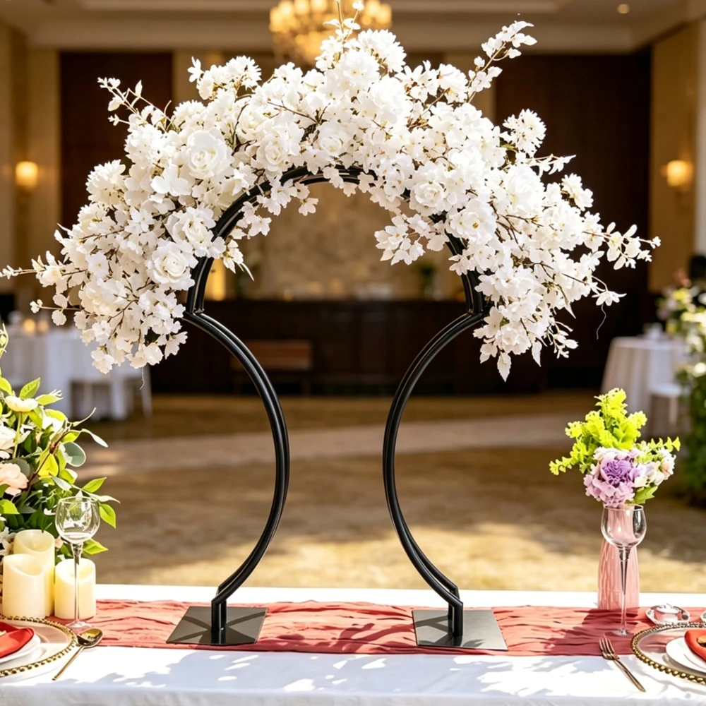 80/90/100cm  4-10pcs  Gold /black Arch Metal Flower Stand Large Flower Rack Table Centerpiece for Wedding Decoration
