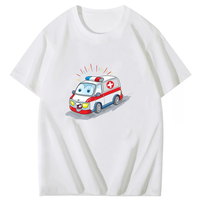 Ambulance Wee Woo Printed loose Casual Top Comfy short sleeve T-shirt for both men and women