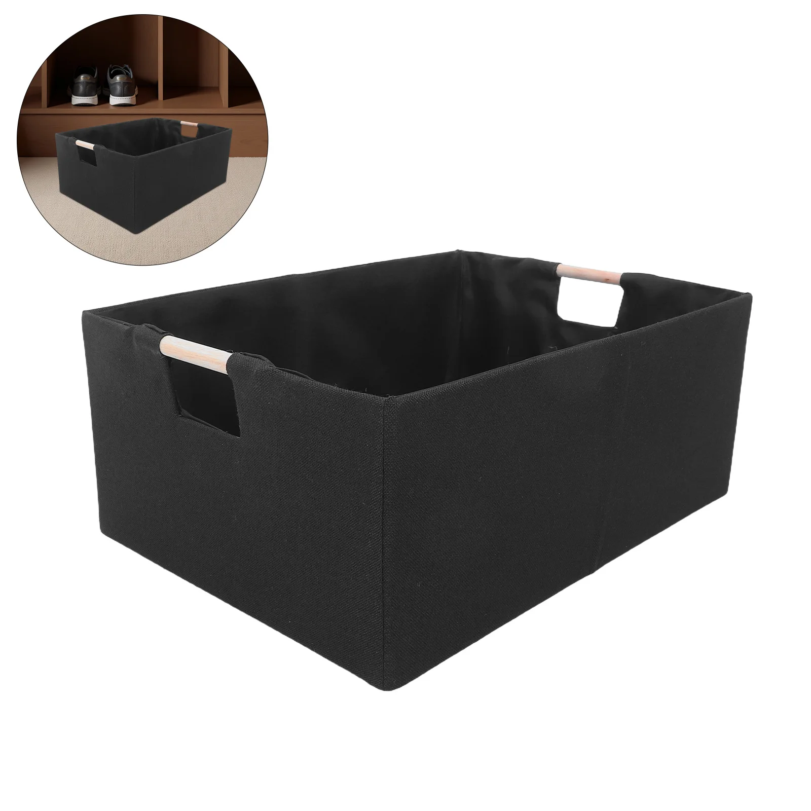 

2Pcs Rectangular Fabric Storage Box 16.51x12.18x6.68in Foldable Organizer Basket with Handle for Closet Shelf Wardrobe Storage
