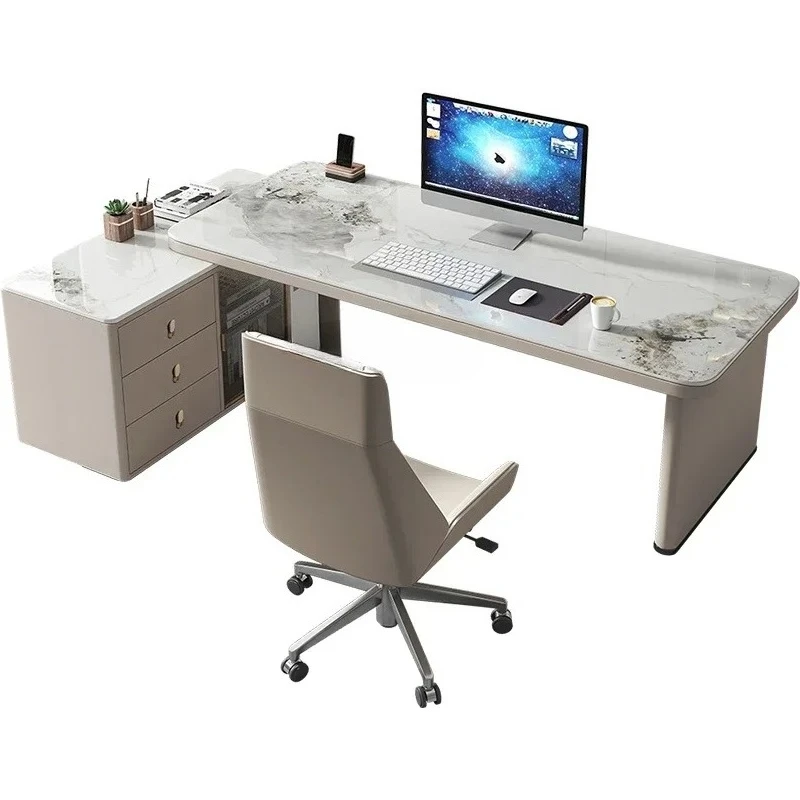 

cqyItalian Light Luxury Modern Stone Plate Corner Desk Household Minimalist Desk High-Grade Computer Desk