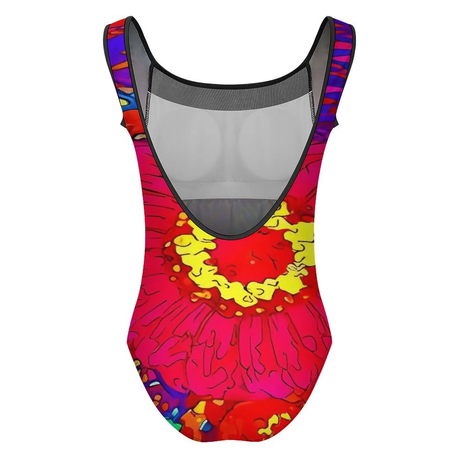 Flor power maiô sexy abstrato floral feminino banho de uma peça simples bodysuit praia push up malha monokini