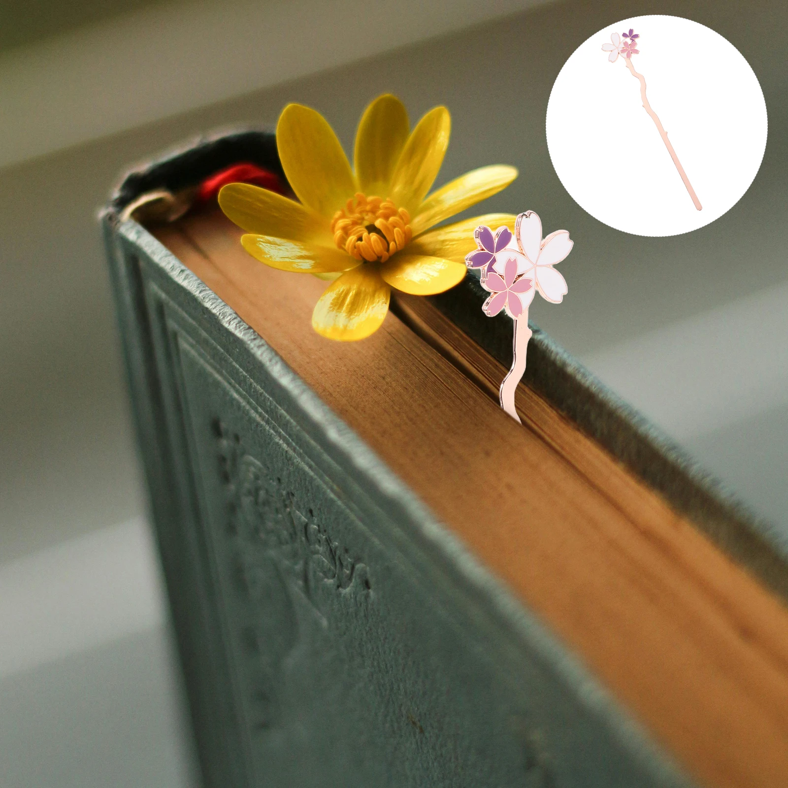 زهر الكرز المرجعية لطيف الكرتون الأزهار تصميم طويل المعادن القراءة كليب كتاب عاشق الحاضر علامة الصفحة الزخرفية