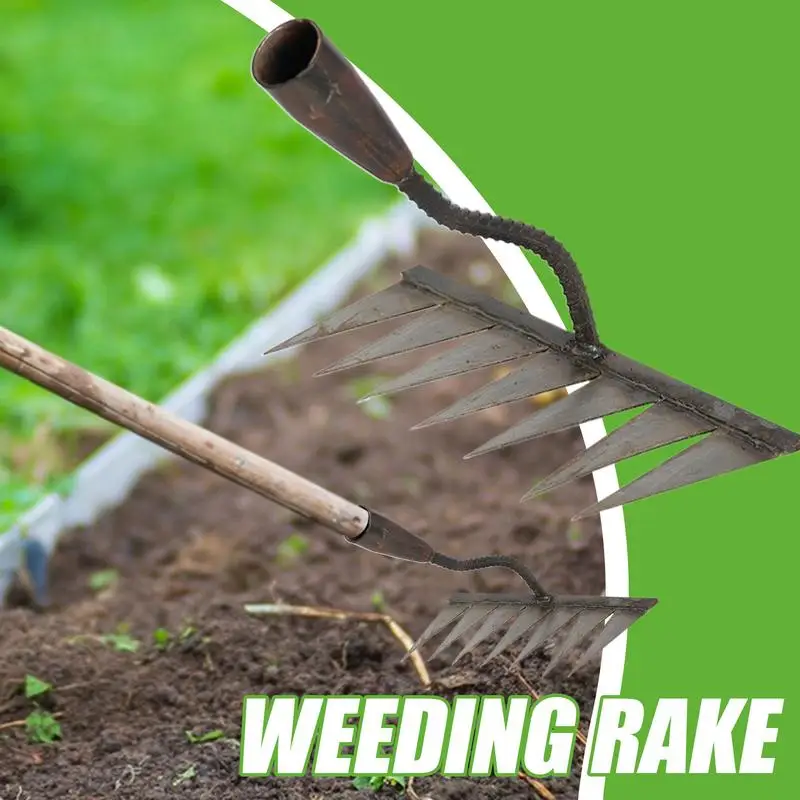 Weeding Hoe Rake 4/5/6/7 Tooth Farm Tool Weeding Scarifier Artifact Agricultural Nail Harrow Metal Gardening Weeding Tools