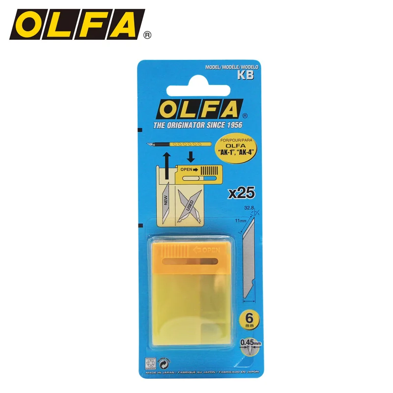 Japan Original Installation Import Olfa  Kb Kedao 6 mm Pen Knife Blades 25 Tablets 32.8 degrees