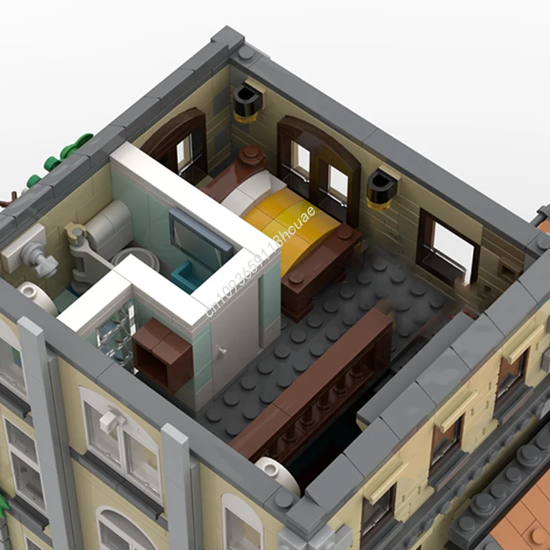 Moc personalizado edifício modular casa de família vista rua modelo bloco de construção diy montagem criativa tijolos educativos brinquedos presente do miúdo