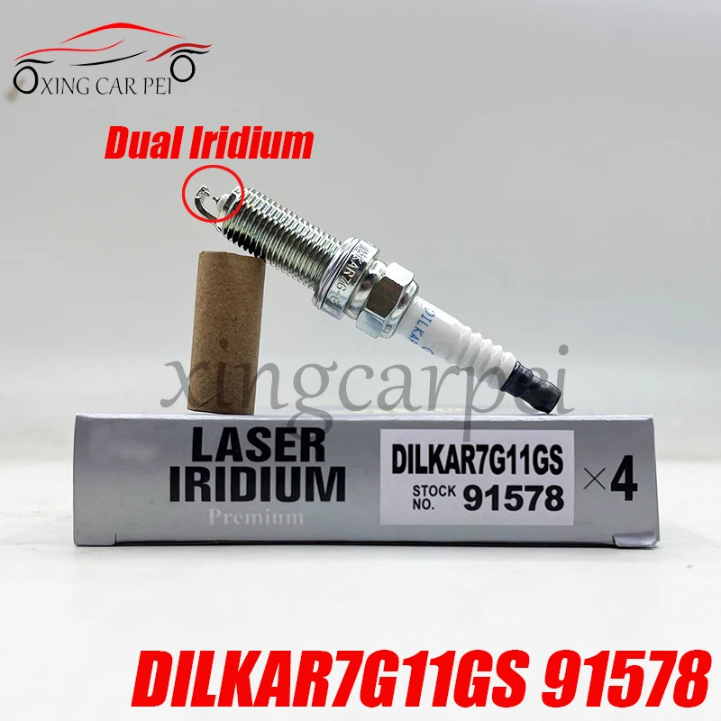 4 Uds DILKAR7G11GS 91578 bujía de iridio doble para Honda Accord Civic Acura ILX 12290-5A2-A01 DXE22HQR-D11S