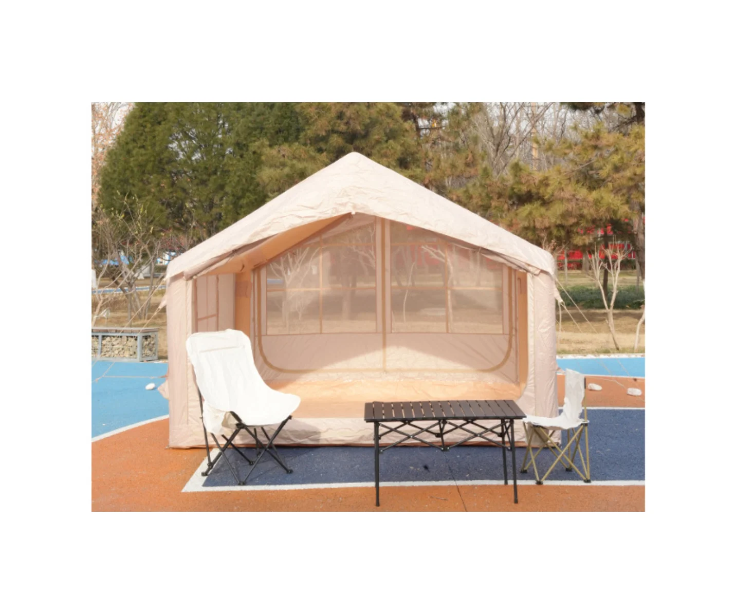

Outdoor Camping Inflatable Tent 7.5 M2 Double Big Doors Double Small Skylights