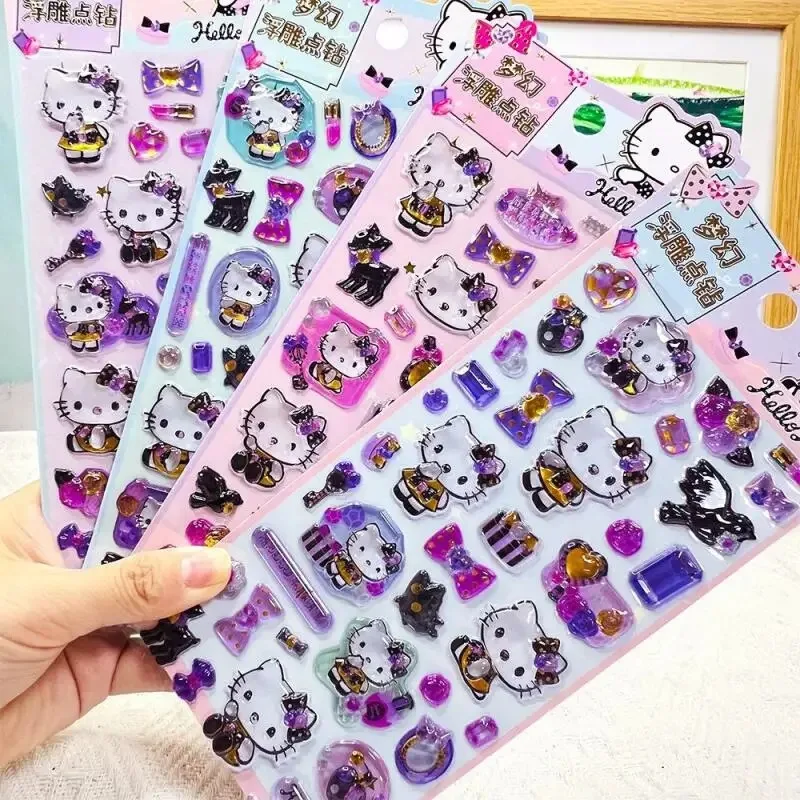 

New Kawaii Sanrio HelloKitty 3D Embossed Stickers DIY Mobile Phone Case Decoration Stickers Student Stationery Exchange Gift