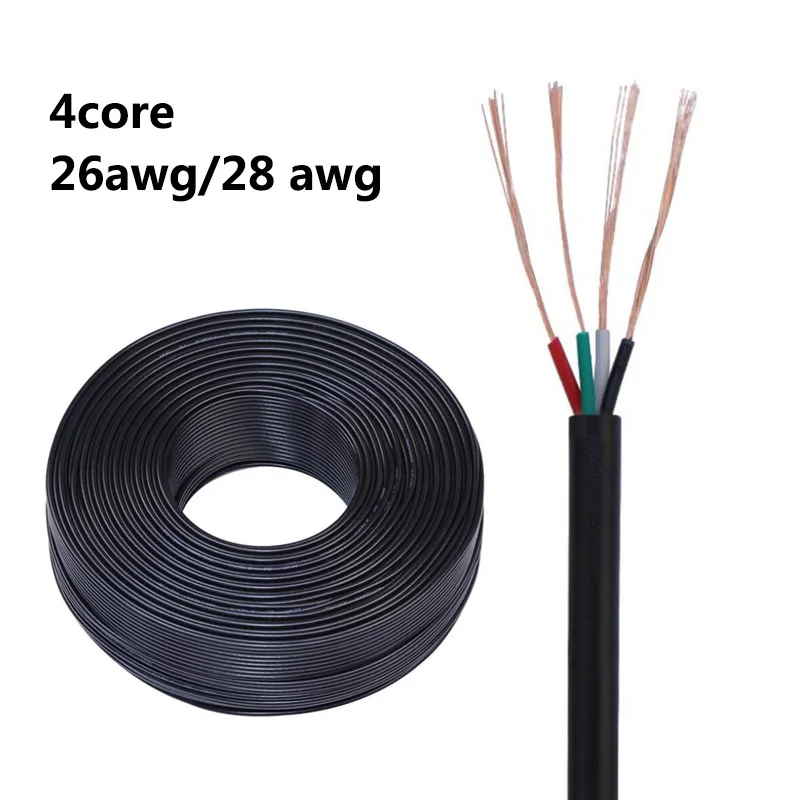 1/2/5/10M 4 Wire DC Power Cable 26 28AWG Copper Signal Cable 4 Cores 2464 Electronic Audio Wire USB Fan LED Strip Cable S24
