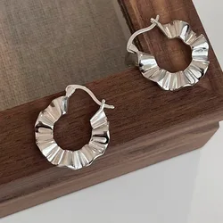 BF kulübü 925 ayar gümüş Vintage yuvarlak şerit küpe kadınlar için Trendy küpe takı önleyin alerji parti aksesuarları hediye