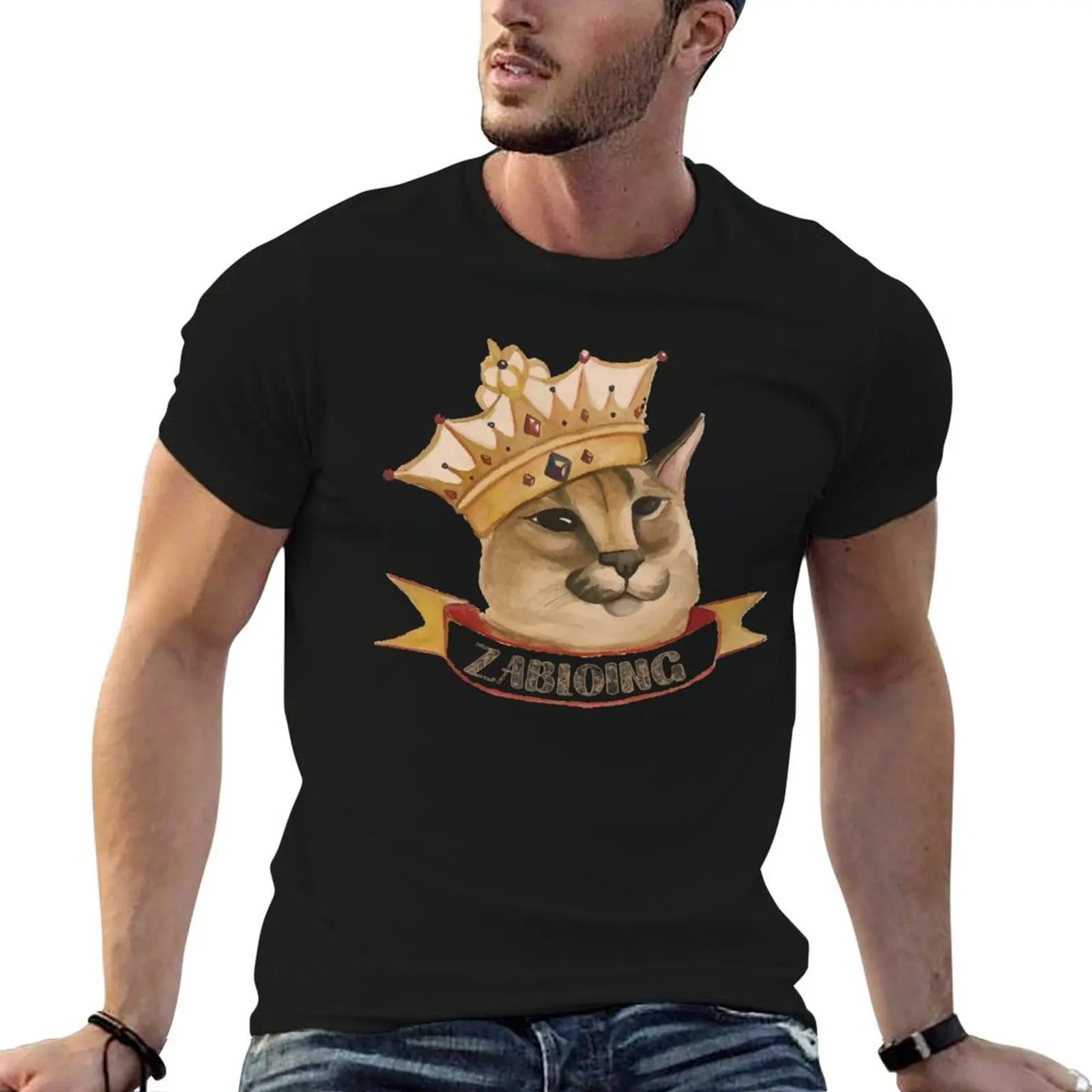 Zabloing Big Floppa T-Shirt Soft Lightweight Cotton T-Shirt