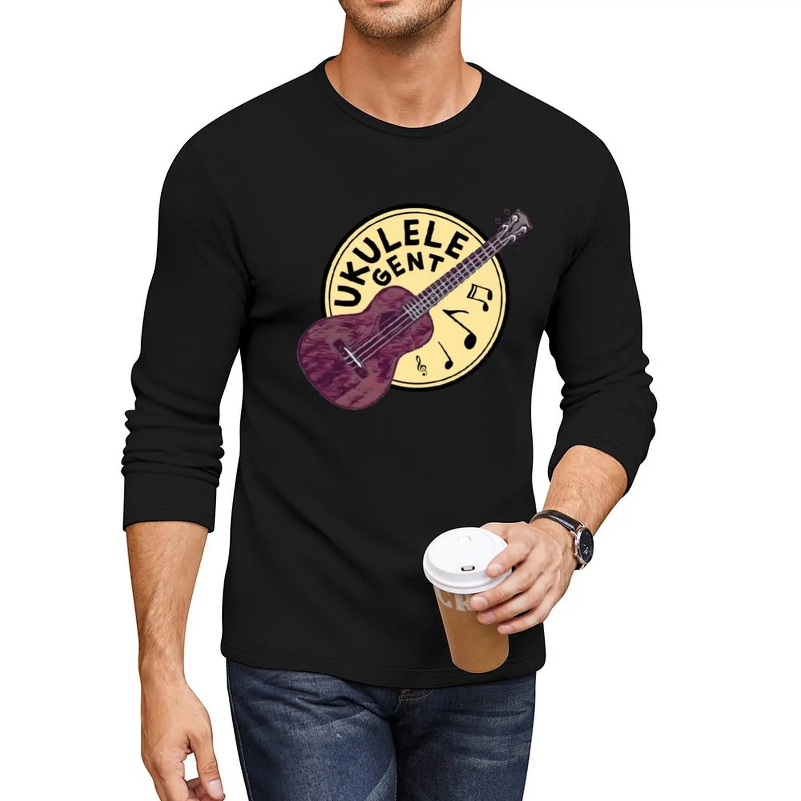 Ukulele Gent Logo No URL Long T-Shirt custom t shirt vintage clothes fitted t shirts for men