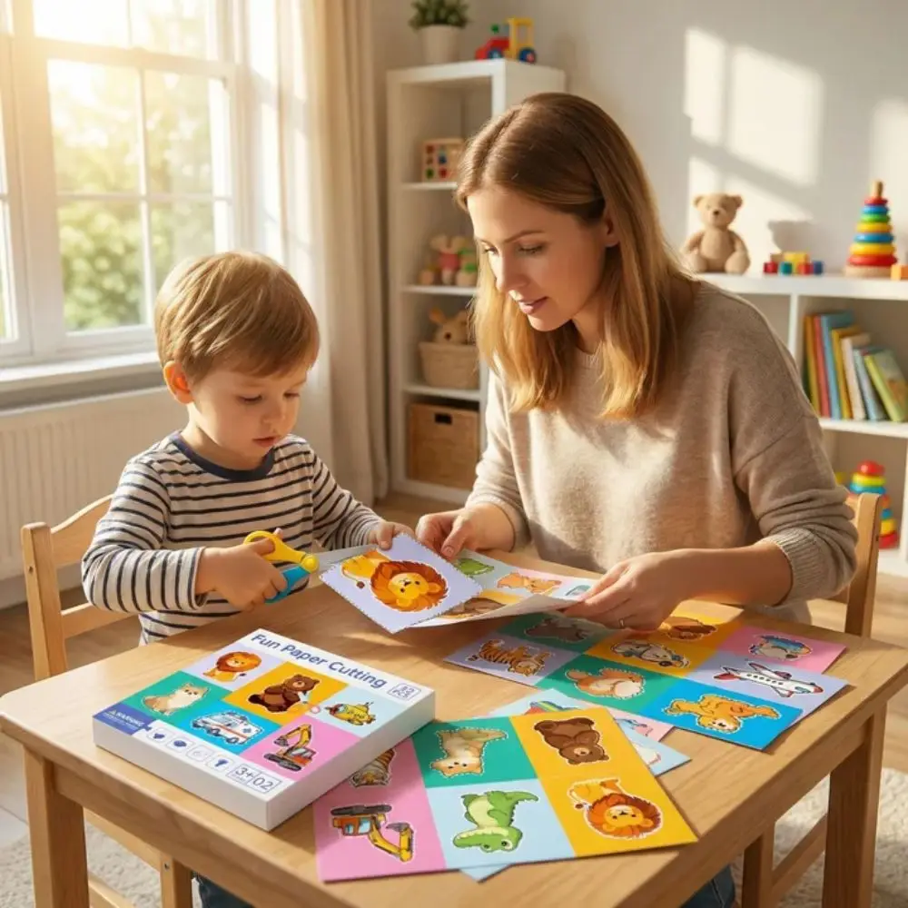 Cartoon Design DIY Paper Cut Book 30Pcs Set Color Paper Kids Craft Scrapbooking Fine Motor Skills Handmade Paper Art