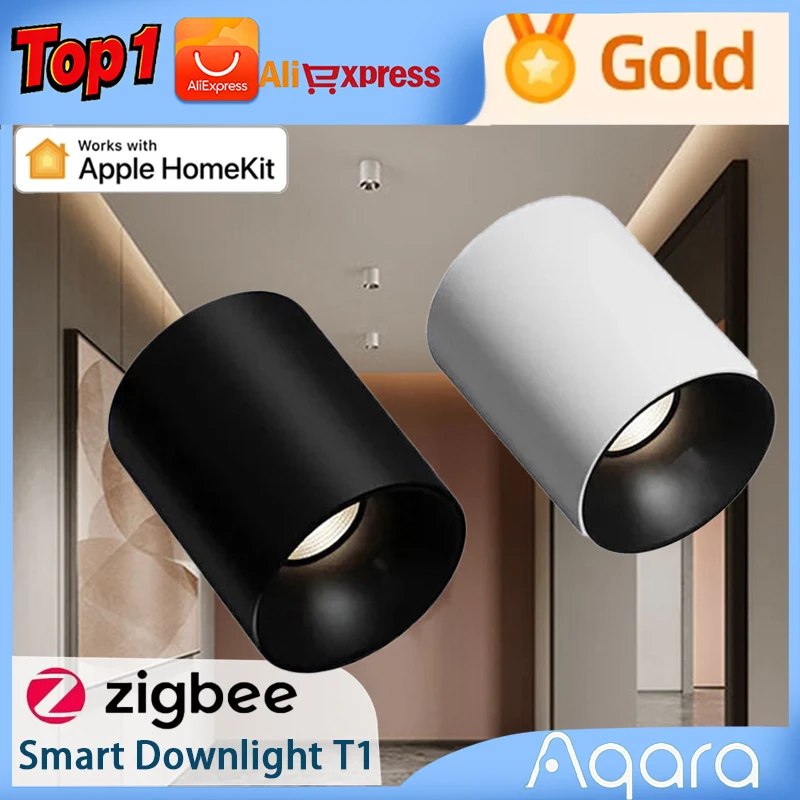 

Оригинальный умный потолочный светильник Aqara T1 Zigbee с затемнением, круглый светильник 10 Вт, угол луча 24 36 60, адаптивное освещение с антибликовым покрытием для приложения Homekit
