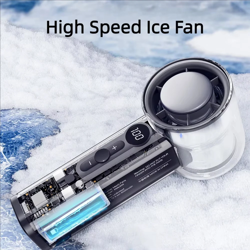 2026 Semiconductor Refrigeration High-speed Handheld Electric Fan 3000mAh USB Portable Rechargeable Outdoor Small