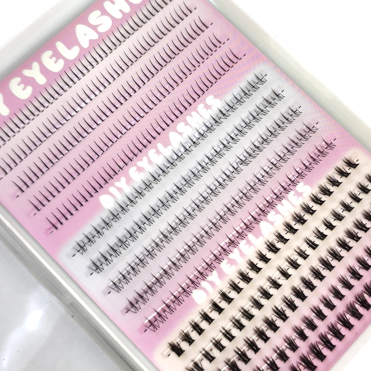 390 Stück untere 15 Reihen Wimpernverlängerung untere Wimperncluster 3 Stile einzelne Wimpern DIY Wispy Natural Look Clear Band – Detail 6