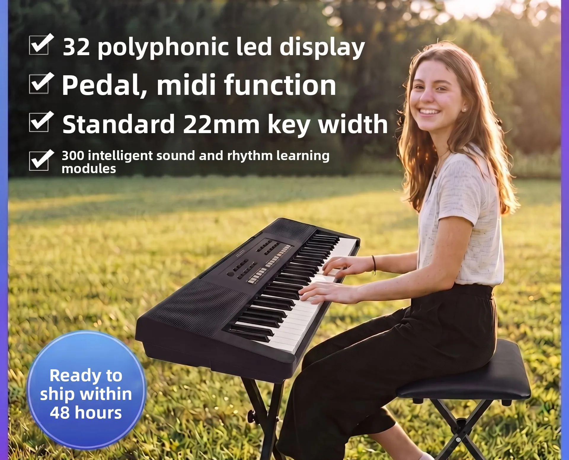 61-key Electronic Organ Professional Piano Sound Intelligent Teaching Beginner Adult Portable MIDI Function K190