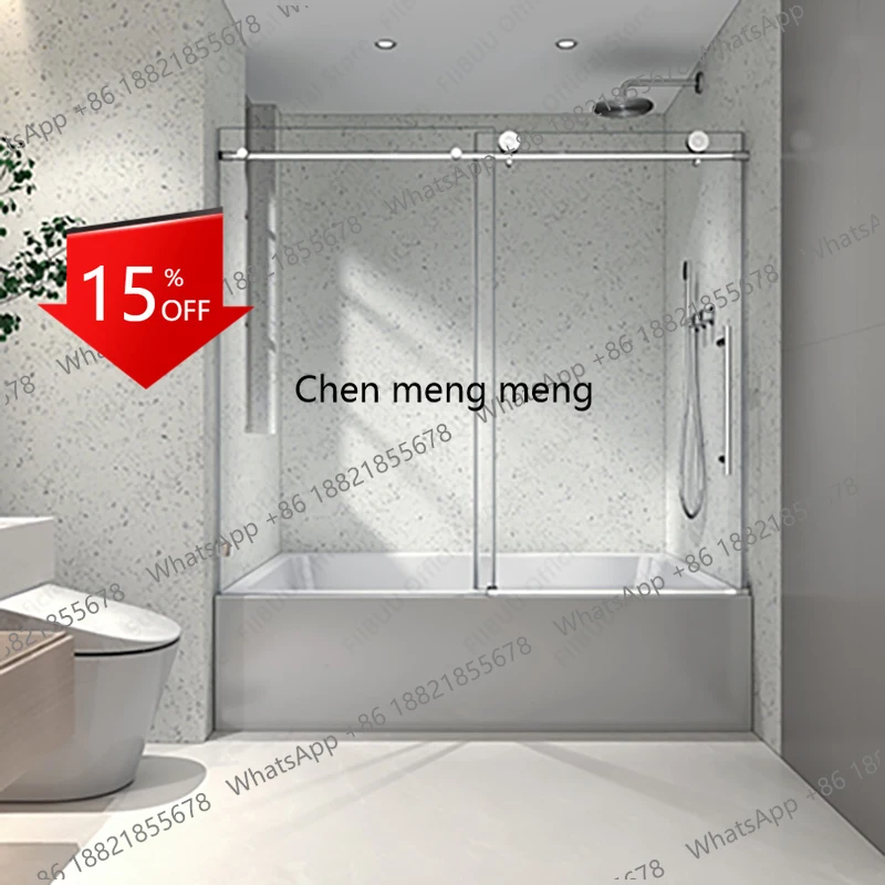 

P178 55-60"WX63"H Frameless Sliding Shower Door for Bathtub Soft Close 70MM Pulleys Anti Explosion Tempered Glass Shower Enclos