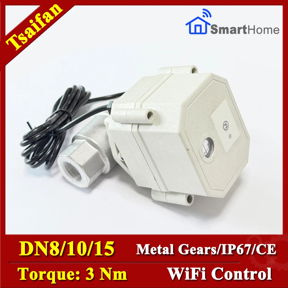 

Smart Home Wifi Controlled Electric Valve DN8, DN10, DN15 Power supply, IP67, CE certified 3Nm wireless control Valve by App