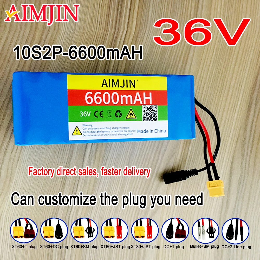 

18650 10S2P 36V 6.6Ah Lithium Battery Pack Built-in BMS,For Electric 36V Scooter Bicycle