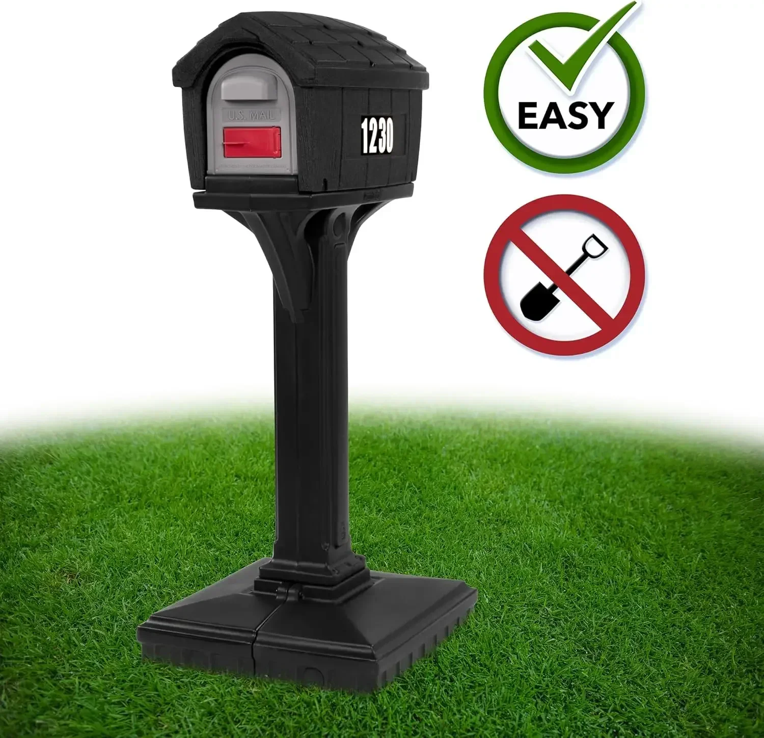 American Home by Dig-Free Easy Up Home Mailbox and Post Combination in Black Above Ground Mailbox