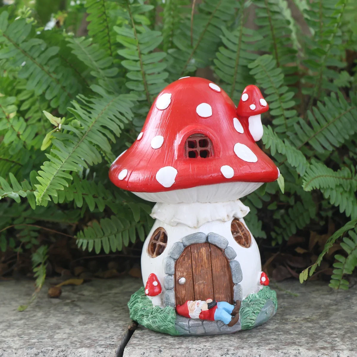 

Mushroom butterfly house resin solar light, suitable for garden, courtyard, lawn, doorway, pond, balcony, window sill, special g