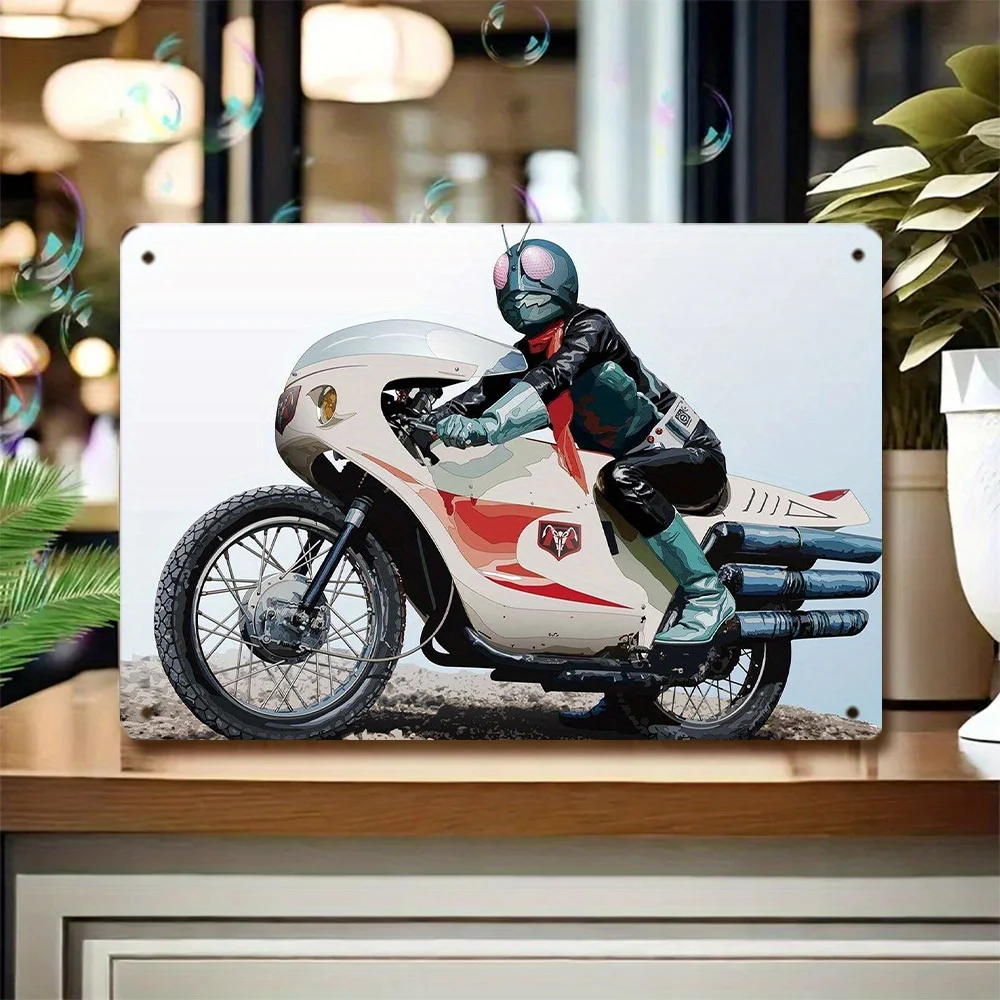 Kamen Rider Themed Metal Sign, Suitable for Bedroom, Study, Cafe - Perfect Room Decor, Gift for Anime Fans and Collectors, Wall