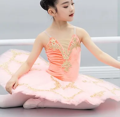 Orange Ballet Tutu Pancake Professional Swan Lake Ballerina tulles Platter Performance Tutus for Women Ballet Stage Costume