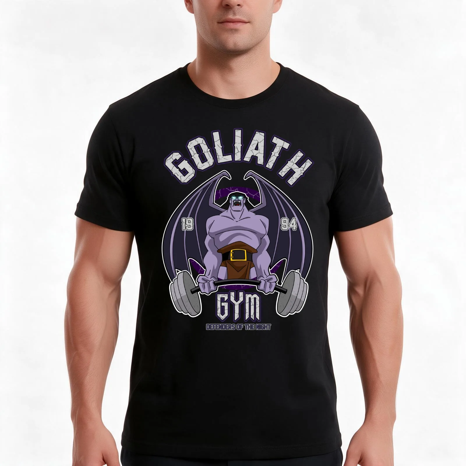 Goliath Gym T-Shirt, Summer Casual Cotton Tee, Oversized Streetwear Tops, Vintage Graphic Print, Loose Fit Short Sleeve