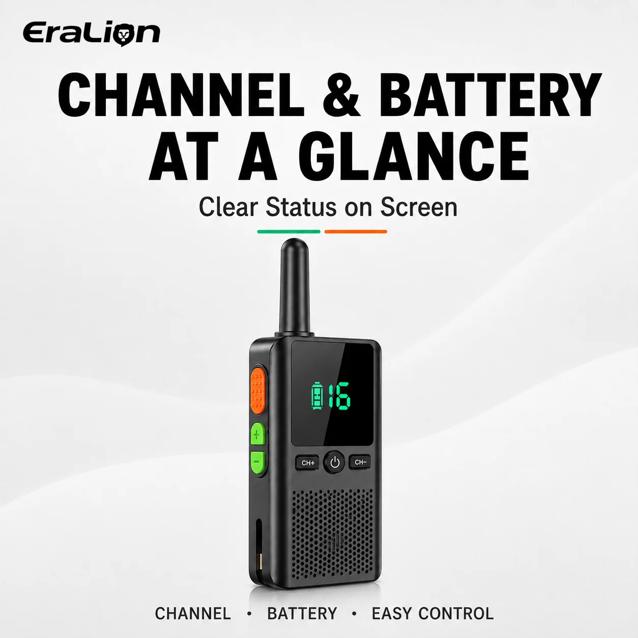 Eralion Portable Walkie Talkie, No WiFi Needed, Removable Battery Handheld Two Way Radio with Clear Voice, Battery Display, Anti
