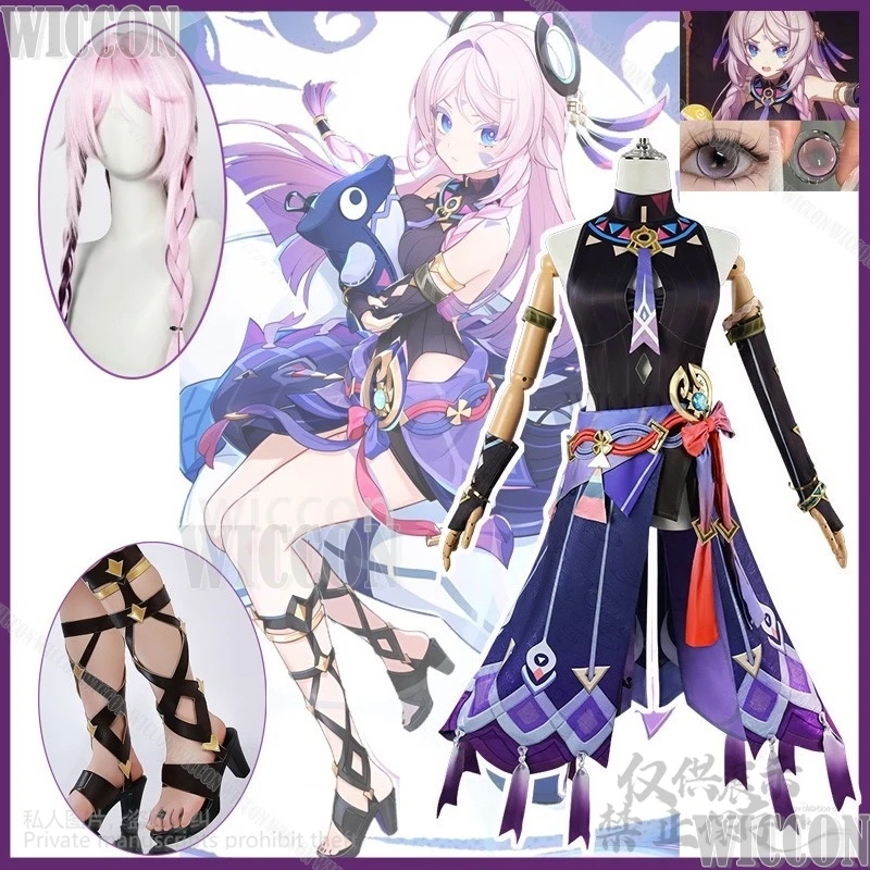 Genshin Impact Cosplay Costume pour femme, jeu d'anime, robe personnalisée, robe sexy Lolita, perruques, chaussures pour filles, Halloween, Noël