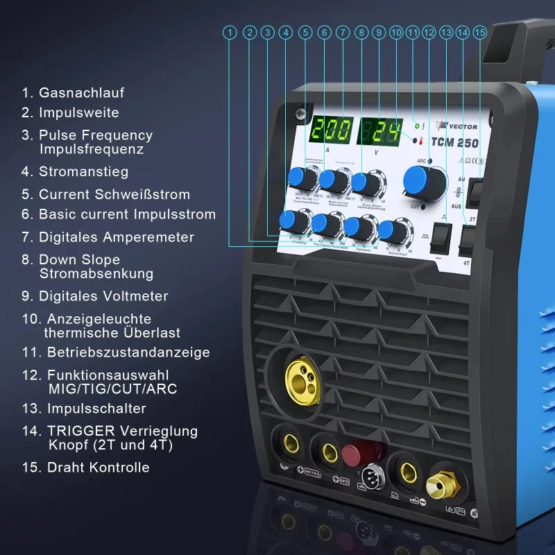 TCM250 Laser Welding Machine Aluminum Welder Machine 6in1 MIG Welding Machine