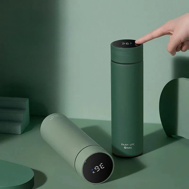 480ml 304 Stainless Steel Temperature Display Large Capacity Insulated Bottle Cute and Simple Korean Version Tea Water Cup