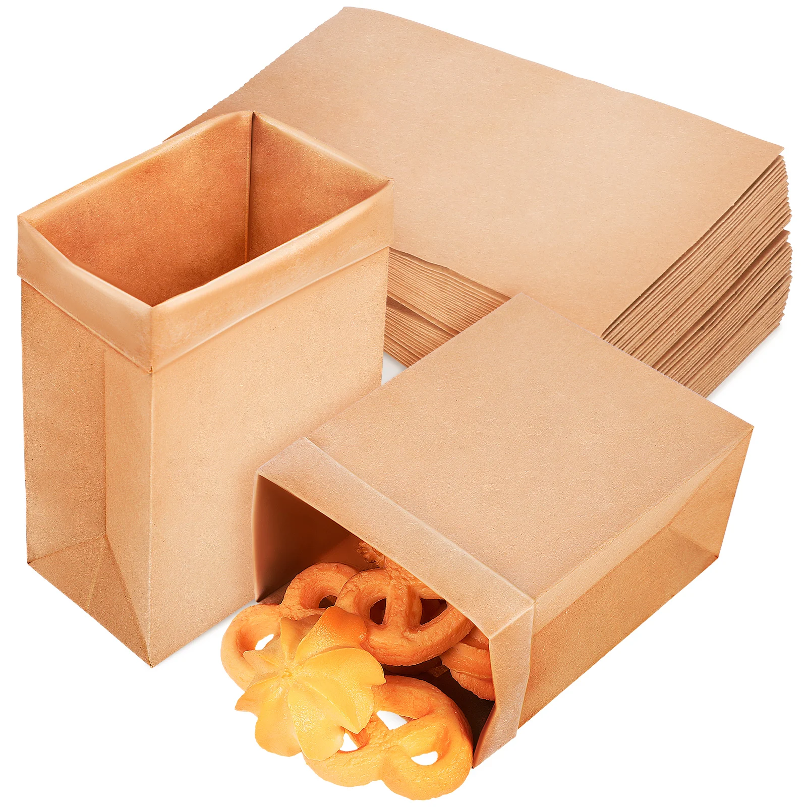 

120 Pcs Kraft Paper Bags For Food Paper Bags Food Storage Safe Material Disposable Grocery S wich Bread Packaging Treat
