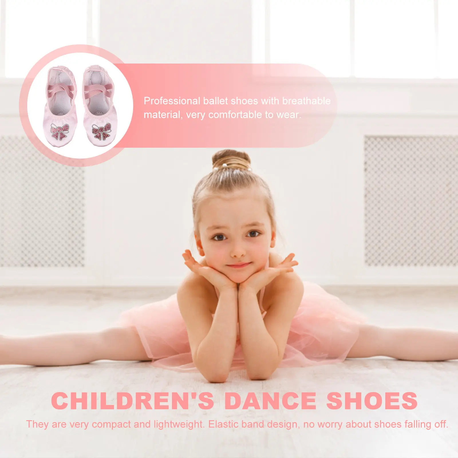 1Pair Cat Paw Design Ballet Shoes Kids Soft Lightweight Dance Slippers Stretch Band Fit Secure Professional Sole for Ballet Yoga