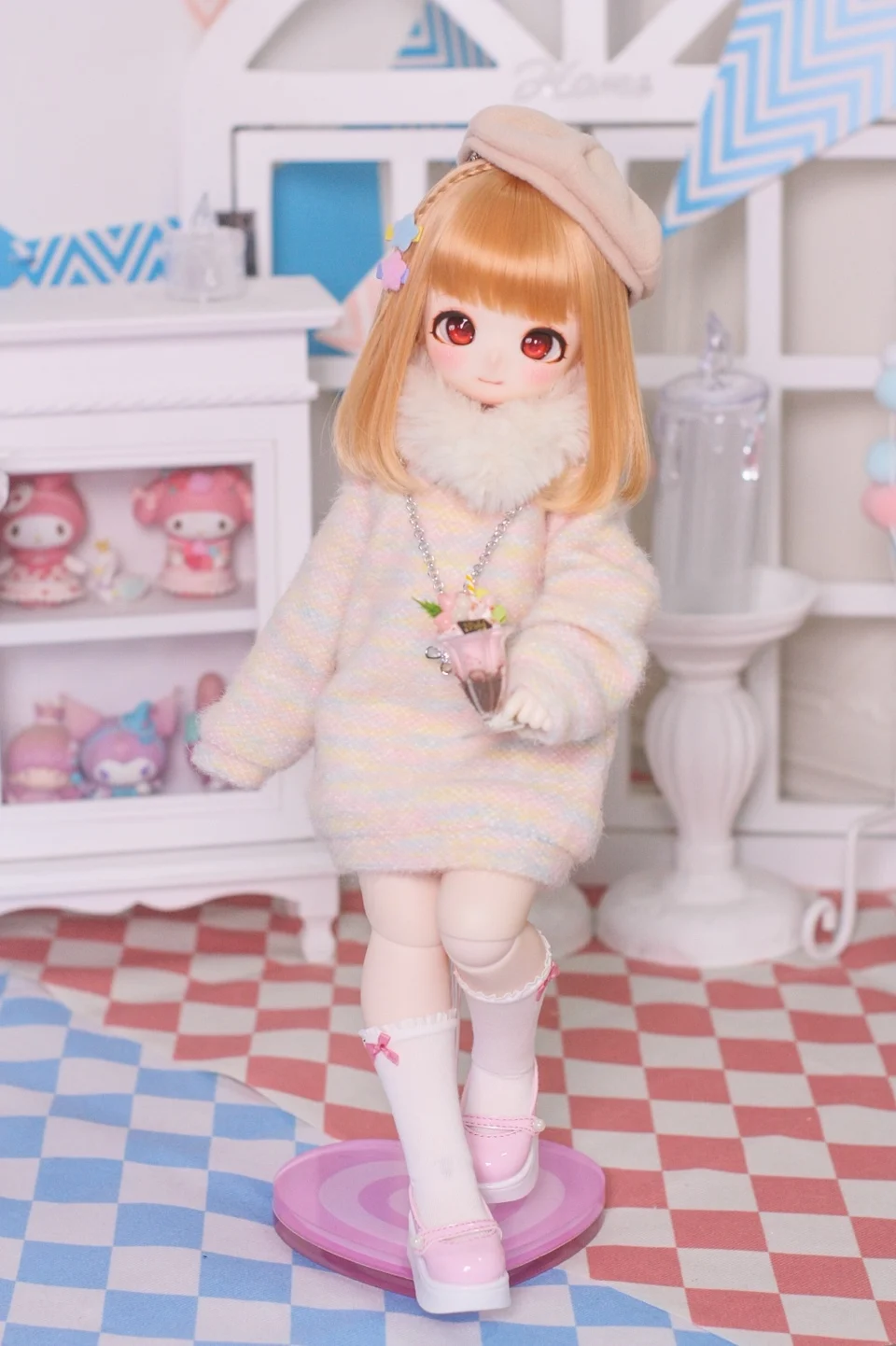 BJD doll clothes suitable for 1/4 1/6 size cute doll clothes warm winter sweater BJD doll clothes doll accessories (5 points)