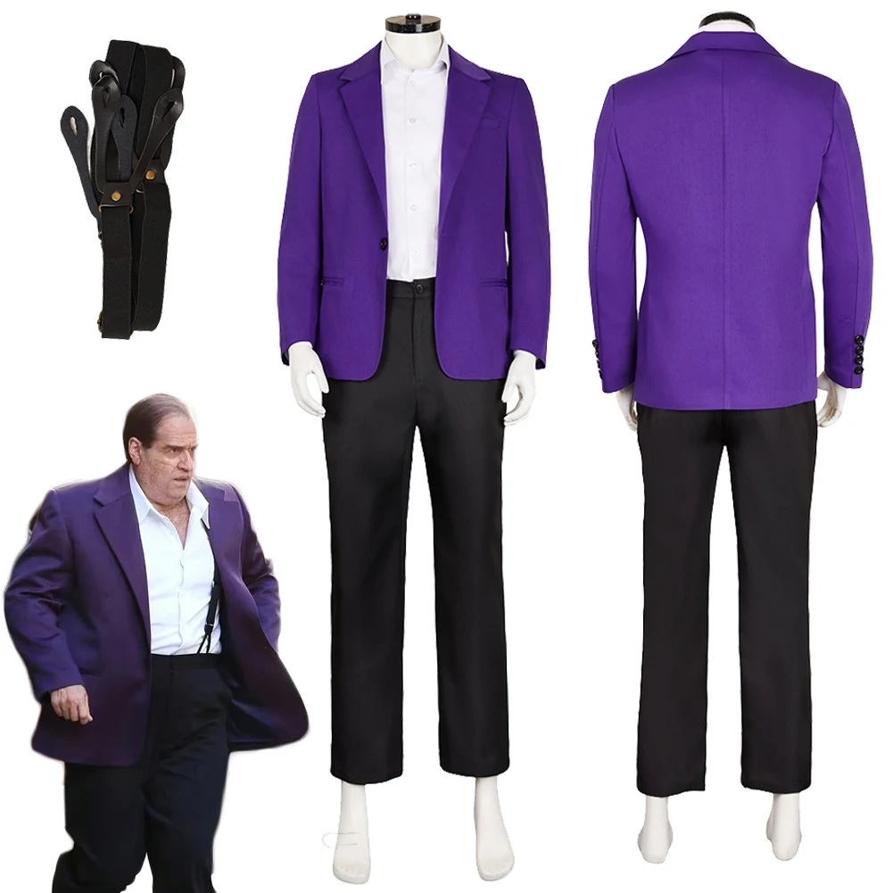 Oswald Cobblepot Cosplay fantasía traje púrpura ropa 2024 película disfraz de pingüino disfraz hombres adultos trajes de fantasía de juego de rol