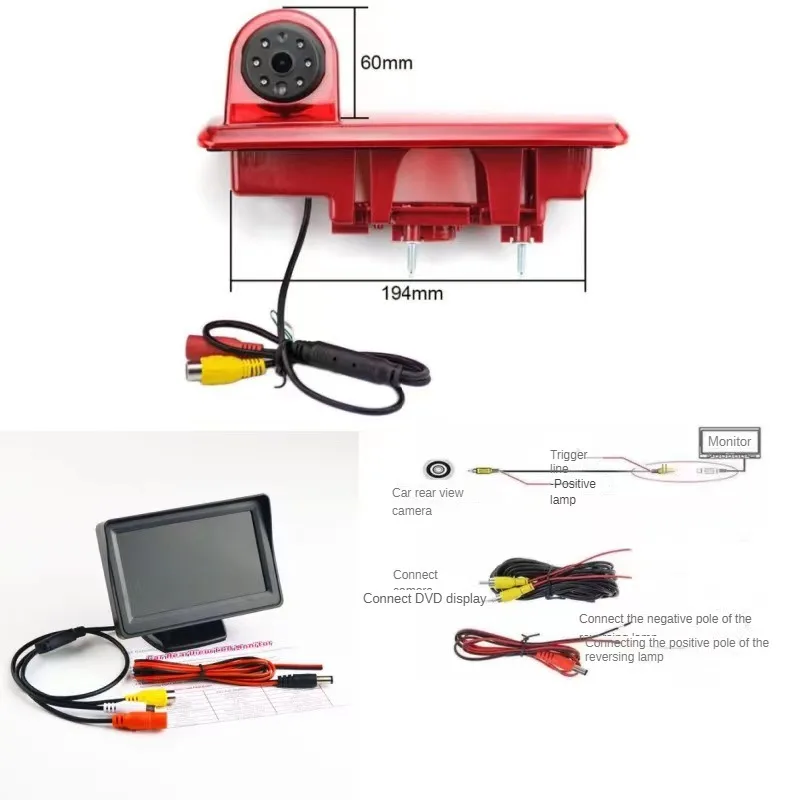 170 degree Backup RearView Camera Brake Light & 4.3Inch Monitor for Renault Trafic Opel/Vaxhall Vivara Custom 2014