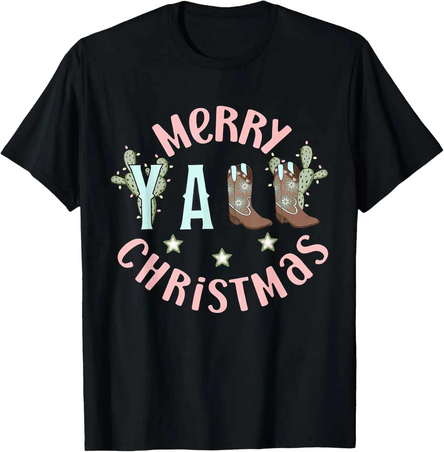 

Винтажные ковбойские сапоги Merry Y'all Christmas для футболки в стиле ковбойской пастушки