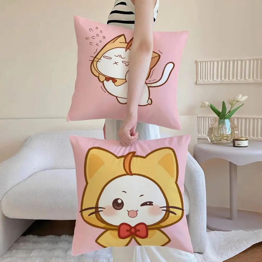 Modern Stylish I-Infinity Nikki CAT Momos Cushion Cover Washable Faux Linen for Daily Use Sofa Home Room lightweight Decor