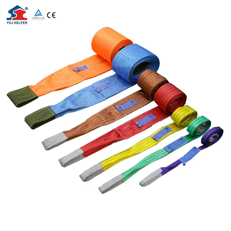 2PCS 2T 6M Lifting Sling, Polyester Flat Sling, Double Headed Buckle, Industrial Crane Sling