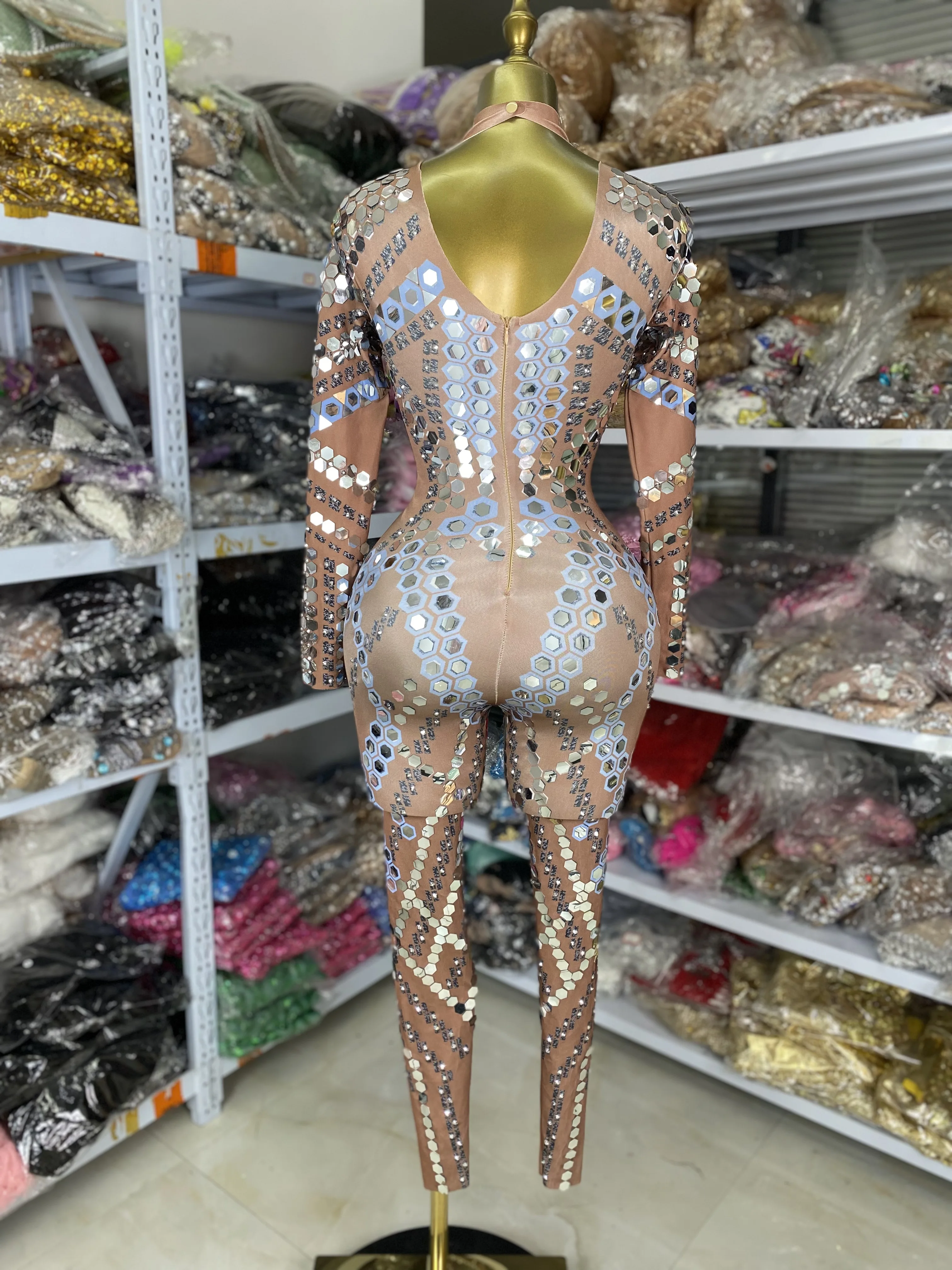 Monos de LICRA con lentejuelas brillantes para mujer, vestidos de salón, fiesta de noche, Bar nocturno, DJ, Gogo, disfraces de actuación, envío gratis