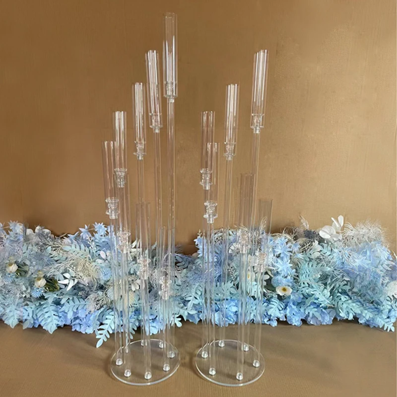 Acrylic Candelabra All Clear Candle Holders Wedding Candlesticks Table Centerpieces Flower Stand Holder Big Candelabrum IM1040