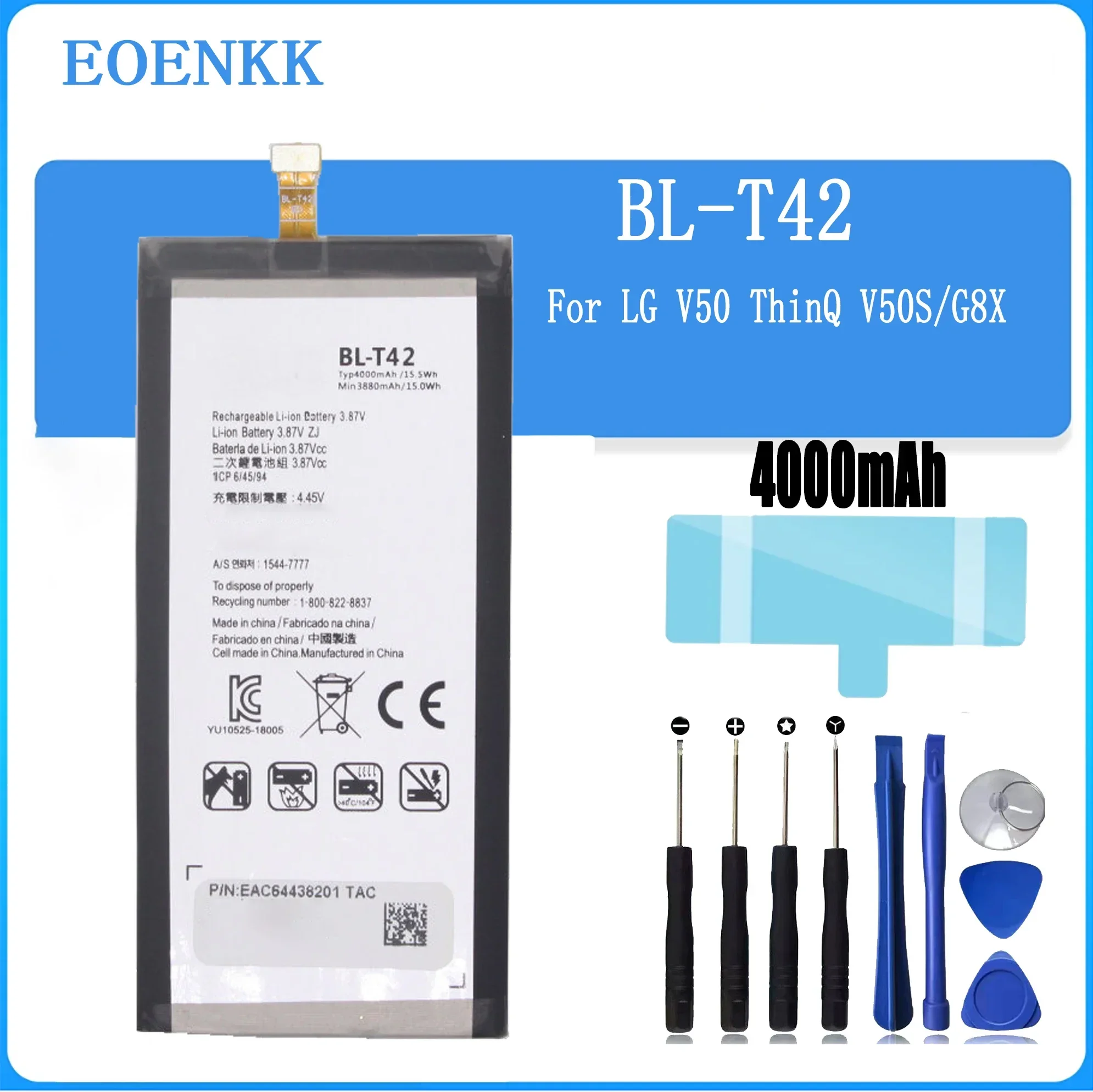 100% Battery For LG V50 ThinQ 5G V50ThinQ BL T42 LM-V500 V500N V500EM V500xm Mobile Phone New In Stock Bateria