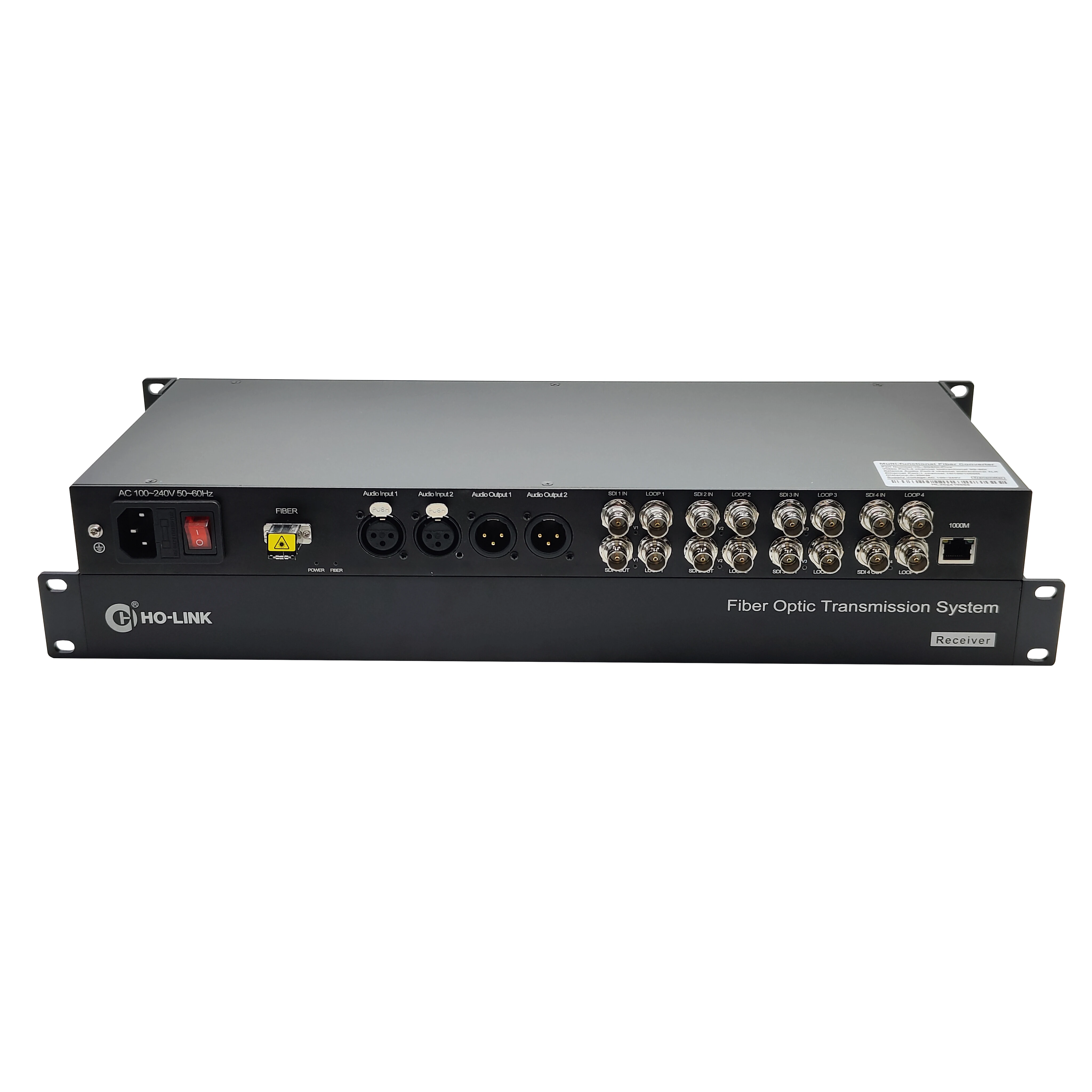 Custom-Tailored 4x 3G SDI Fiber Optic Converter Bi-Directional Video Local Loop 2CH Bidi XLR Audio 1000M Ethernet FC