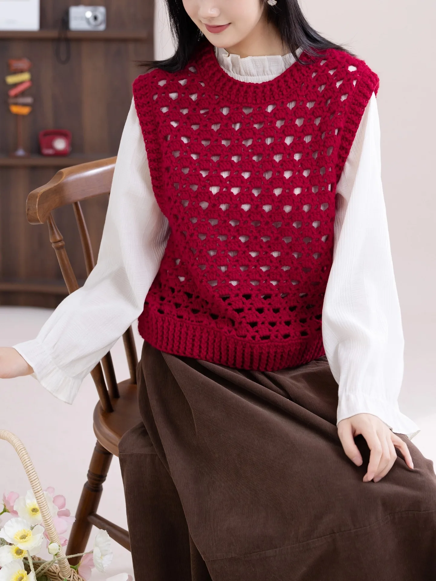 

Набор для вязания жилета из шерстяной пряжи своими руками: комплект для веселого творчества, простое плетение, вязание крючком, зима 2025