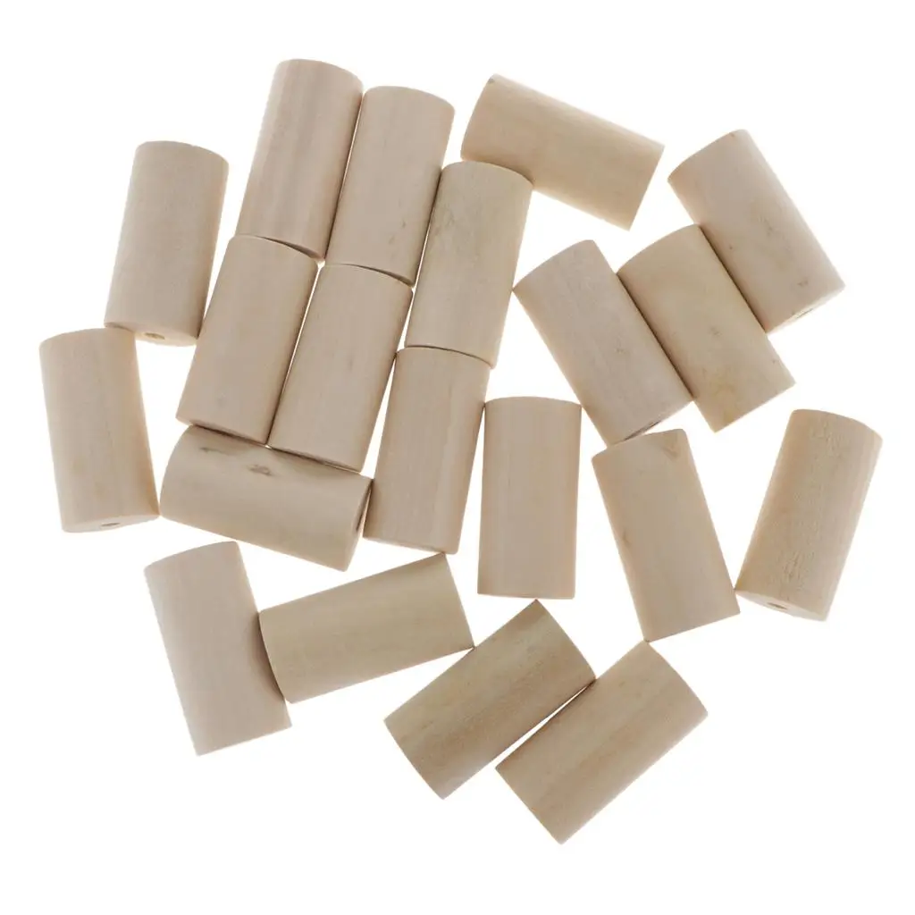 20x Teaching Aids Material Unfinished Wooden Craft Blocks Cylinder