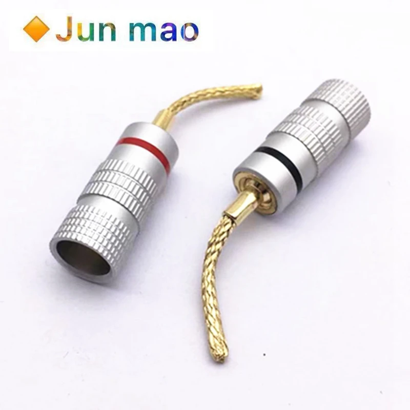 1set Banana plug copper wire braided wire gold plated audio amplifier wiring plug pin speaker plug