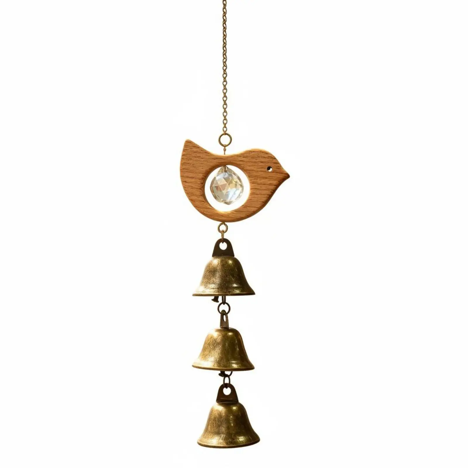 Rustic Wind Chime Faceted Crystal and Alloy Bells Window Hanger for Home Soothing Atmosphere
