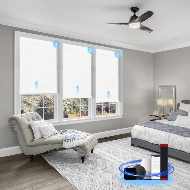 Smart Home Custom High End Fabric Zigbee Rechargeable Motor Connect Google Alexa Motorized Roller Blinds For Windows